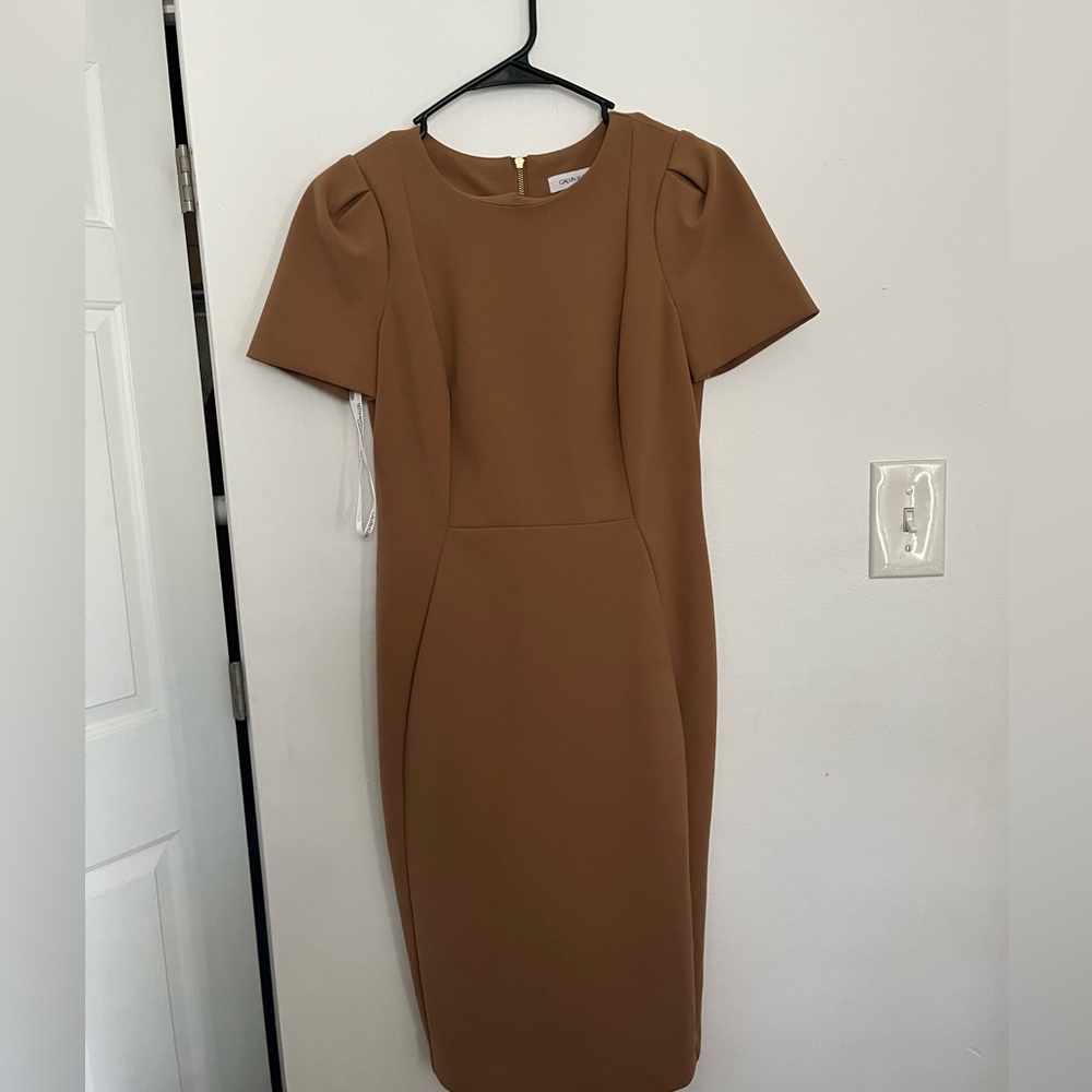 Calvin Klein Brown Midi Sheath Dress